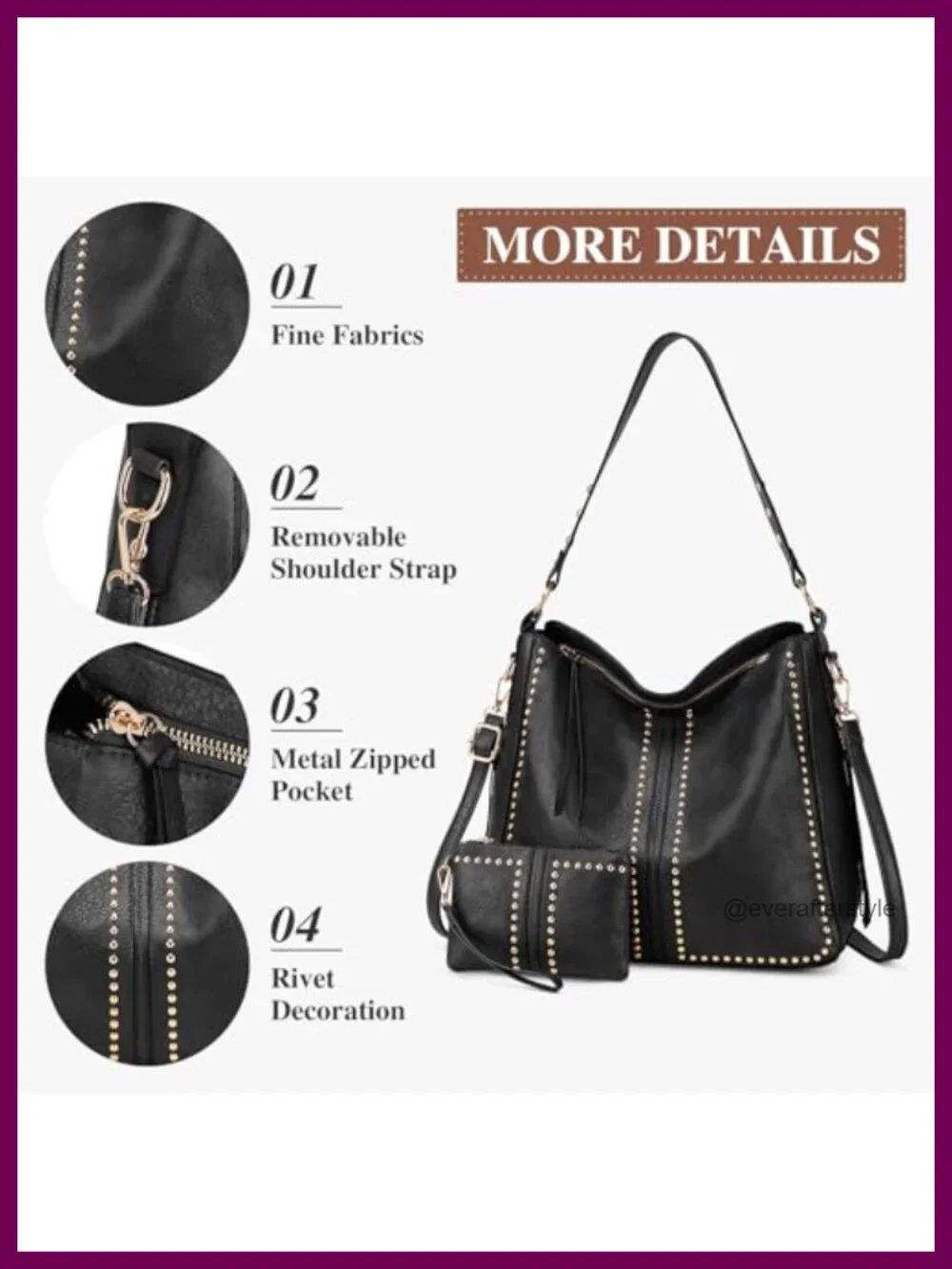 Hobo Bags for Women 2 Piece Set PU Leather Tote Crossbody with Wallet